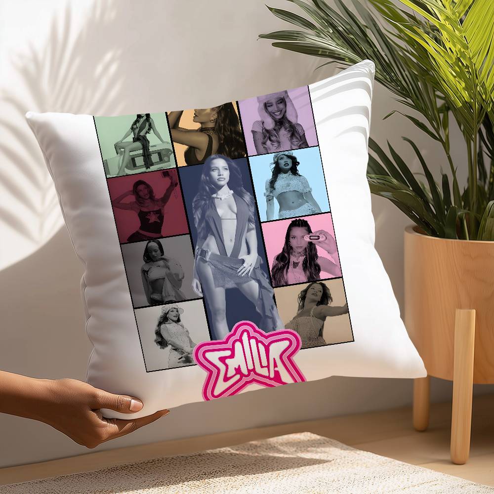 Singer Emilia Mernes Mp3 Pillow Case Plush Fabric Soft Pillowcase Double Sided Print Cushion Cover Household Gifts