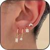 Triple Huggie Stacked Earrings for Women Gold Chain Drop Dangle Earrings Cute Statement CZ Earrings Trendy Dainty Jewelry Gift