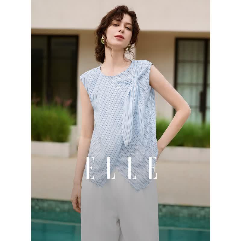 ELLE Women s Twist-Knot Sleeveless Blouse S
