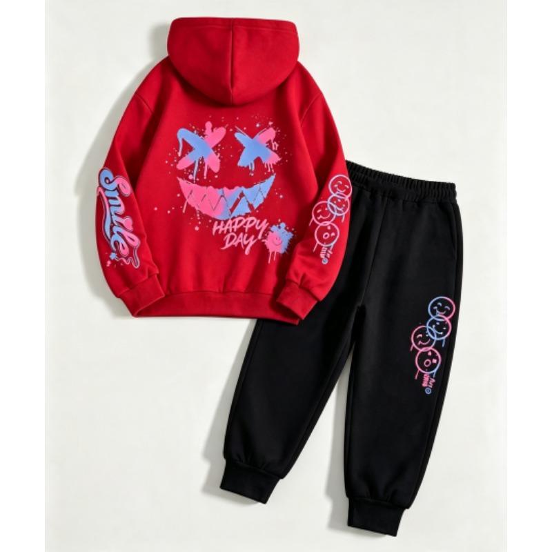 Fashion Letter Happy Day Graffiti Print Kids Hoodie Street Hip Hop Hoody Fashion Hoodies Vintage Boy's Girl Clothes