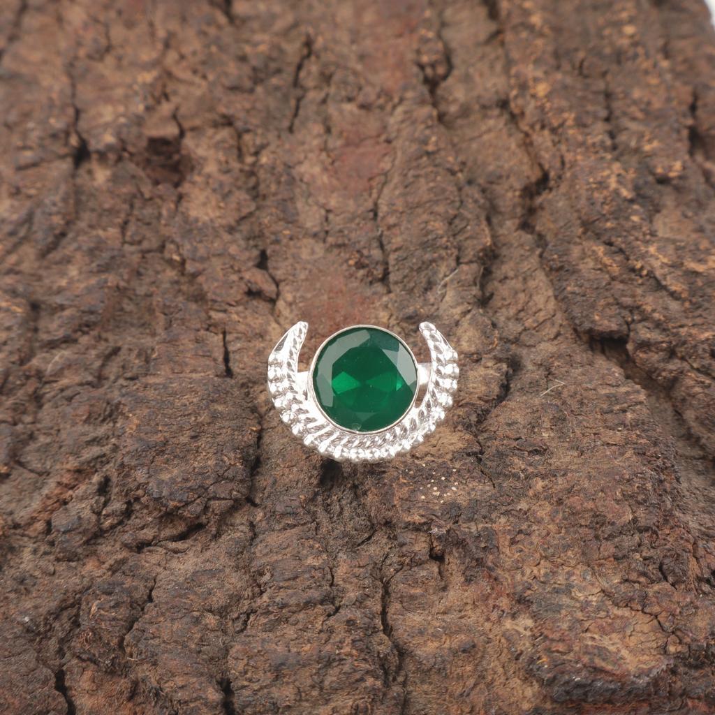 Green Onyx Stone 925 Silver Stackable Birthday Best Sisters Gift Ring Jewelry RR-48-3