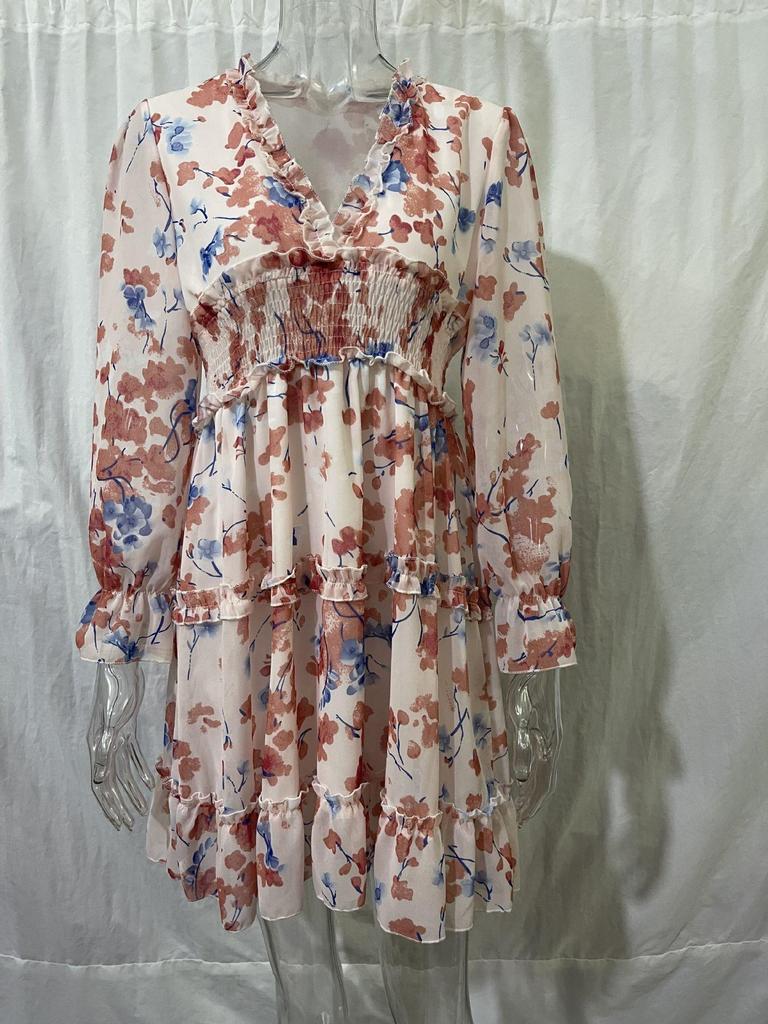 Fashion Floral Chiffon Dress Women's New Summer Cake Dress