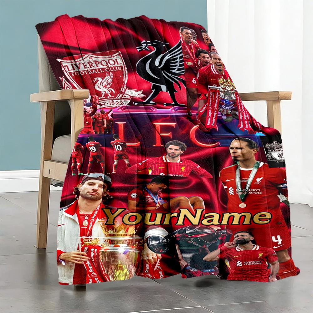 Liverpool Personalized Name Blanket Gift Customizable Blanket Ultra-Soft Great for Couch Office Chair Bed Bedding All-Season Use