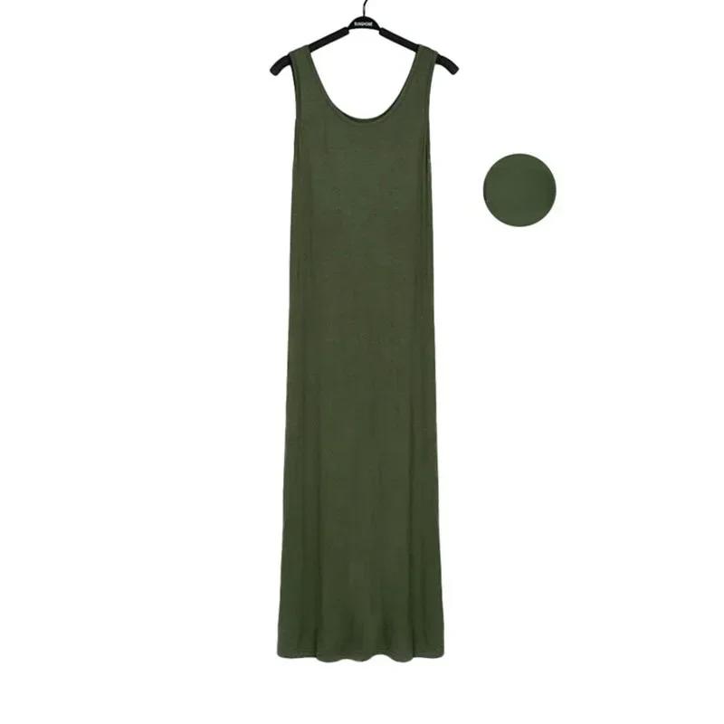 

Платье-майка с открытой спиной и рукавами, женские тонкие длинные облегающие платья миди XL армия зеленый