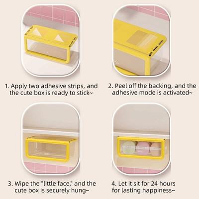 Plastic Mirror Cabinet Storage Box Transparent Self Adhesive Under Desk Drawer Organizer Large Capacity Space Saving
