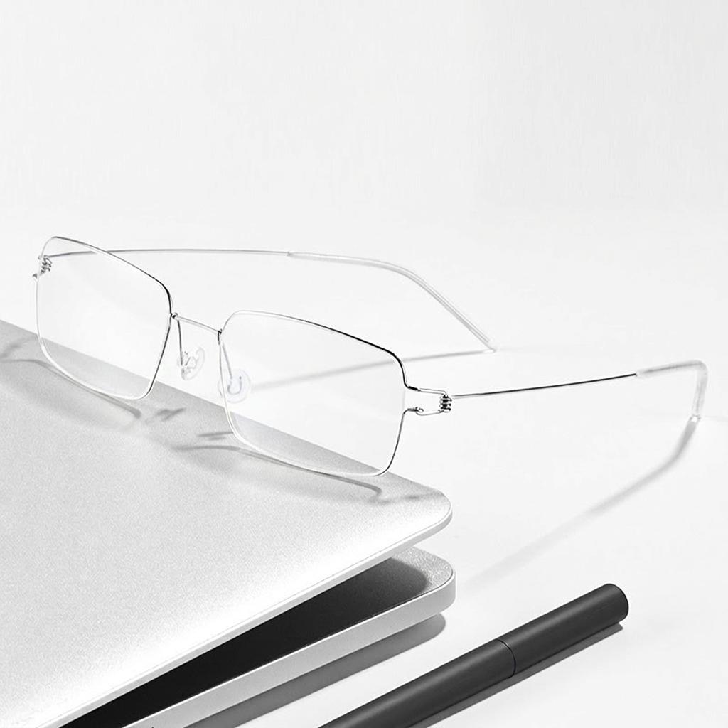 Ultra Light Pure Titanium Rectangle Reading Glasses Screwless Anti Blue Light Glasses for Men Women Business Daily Use Eyewear