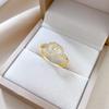 Real Gold Electroplated Open Double Ring Small Fragrance Fashion Slightly Inlaid Light Luxury Ring Index Finger Ring Same Cold Wind