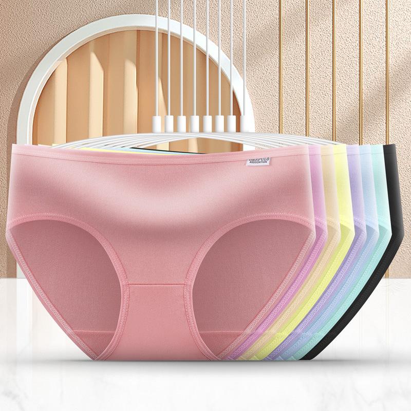 Plus Size Ladies Fashion New Cute Student Breathable Mid Waist Briefs