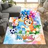 Bluey's Festive Football Fun Customized Name Floor Mat Suitable for Bedrooms Living Rooms Dining Room Decorate Room Antislip Carpet Anime Office Decor