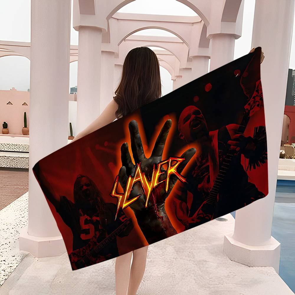 Slayer Heavy Metal Band Music Bath Towel Microfiber Soft Water Absorbing Breathable For Girl Kids Decorative Cartoon