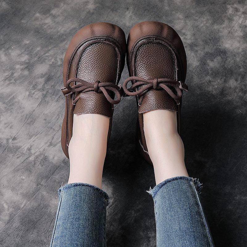 The first layer of cowhide retro round head small leather shoes single shoes genuine leather muffin platform mother shoes children