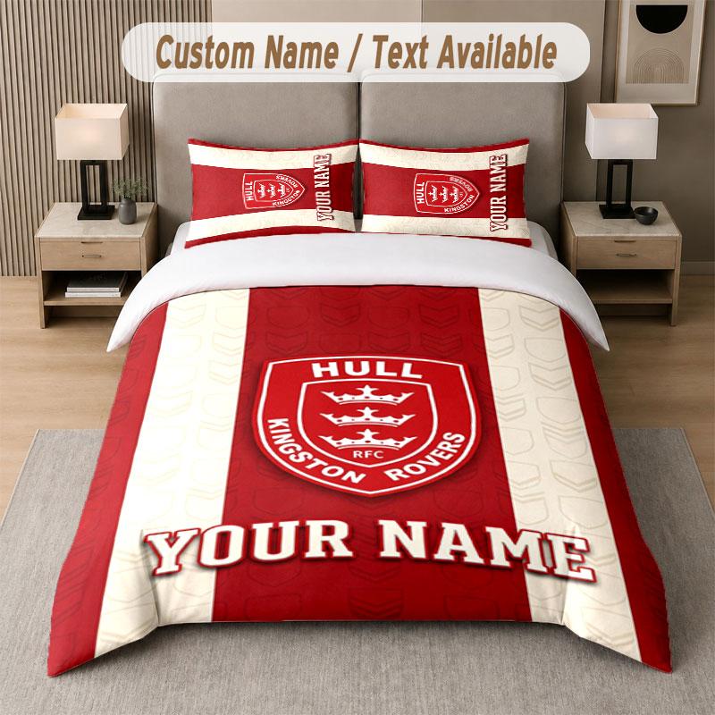 Custom Bedding Set Hull KR Pattern, Print Name Text 1 Duvet Cover Plus 2 Pillowcases Home Textile