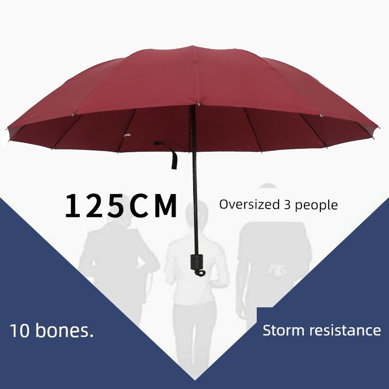 Large Umbrella for Men, Reinforced and Thickened, Sturdy and Wind-Resistant, Dual-Use for Sun and Rain, Foldable Black-Coated Sun Protection Umbrella