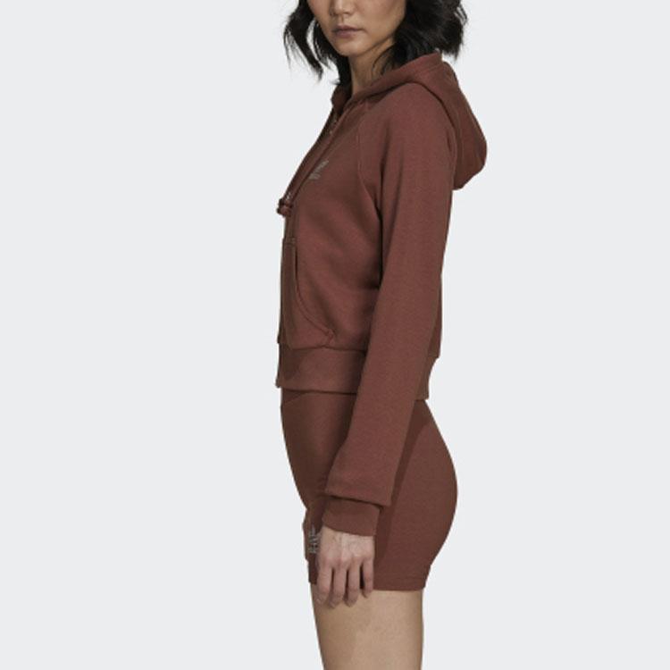 adidas Cropped Track Jacket With Rhinestone Logo Women Jackets Brown HF6768