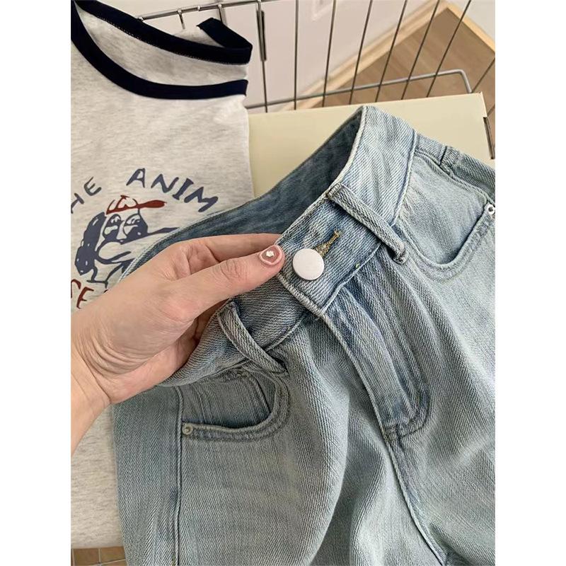 Design-sensory Bow Embroidered Denim Shorts for Women In Summer New Large Size Fat MM High Waist Straight Wide-leg Shorts