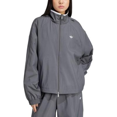 Originals Logo Streifen Bequeme Zip-Up Stehkragen Jacke Damen Jacke Dunkelgrau JY8879