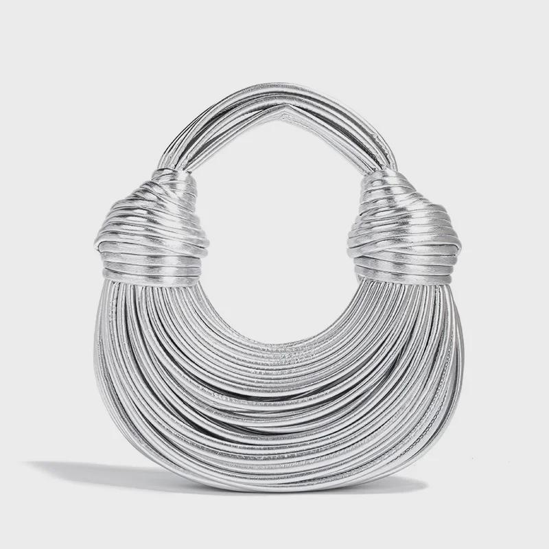 Women's Gold Hand-Woven Cloud Crossbody Bag