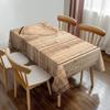 Romantic Heart Shape Wood Plank Tablecloth, Rustic Lover Pattern Rectangular Washable Table Cover for Home Dining Kitchen