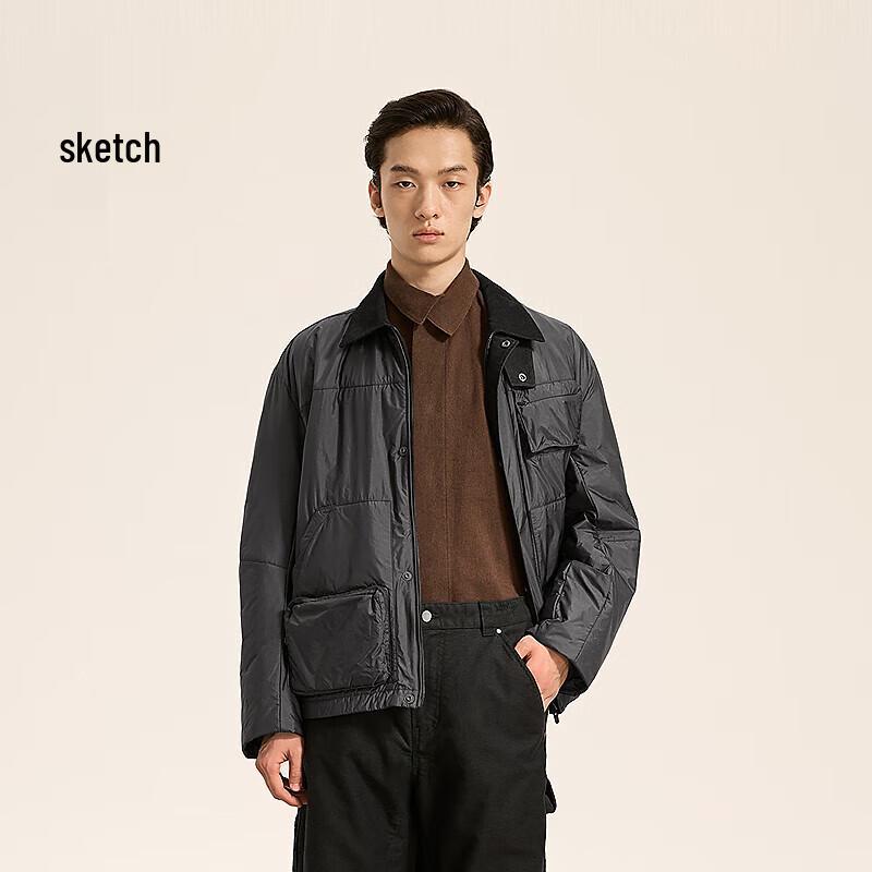 

CROQUIS Men s Loose Fit Turn-down Collar Padded Jacket XL