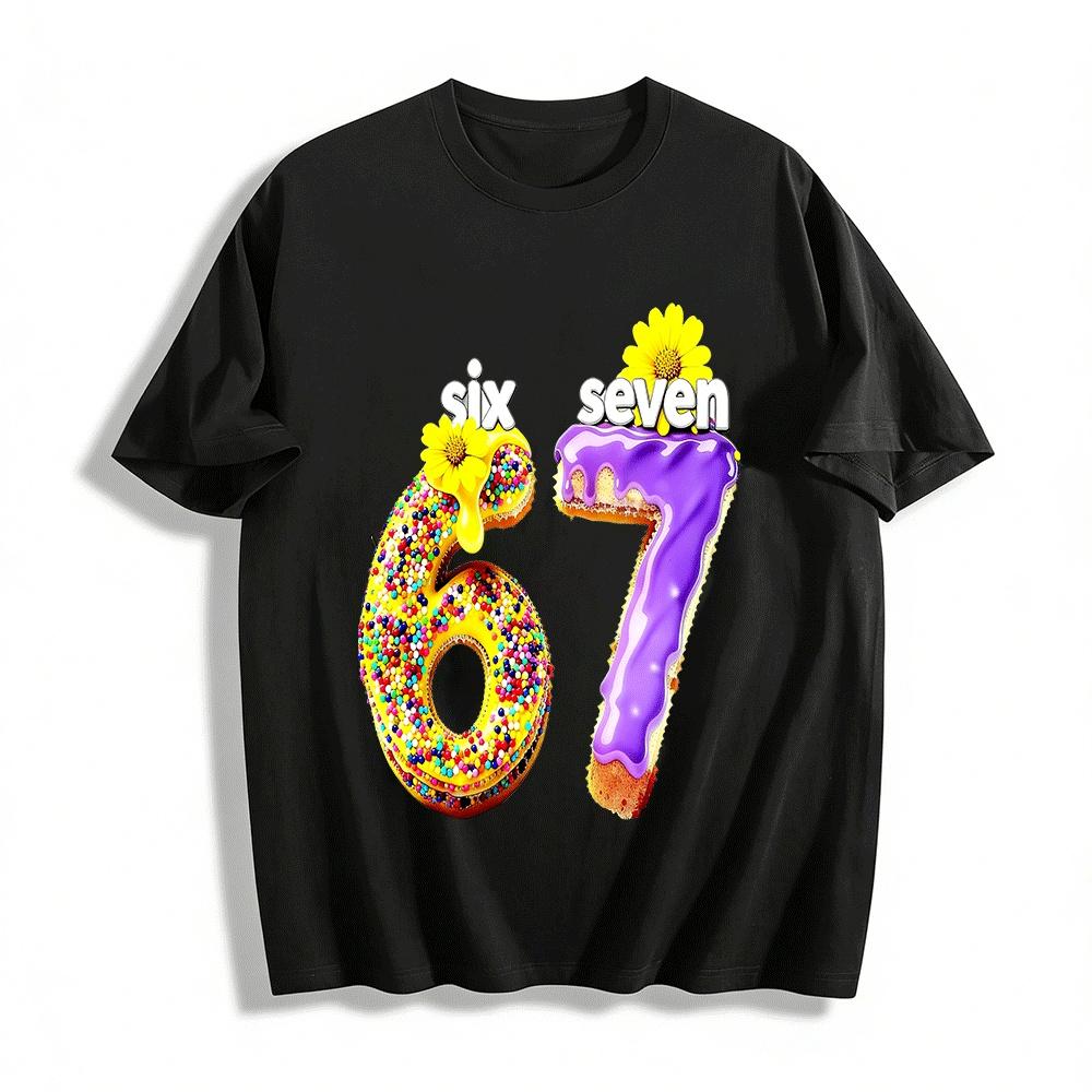 Cute Dessert Number 67 Print Top Kids Casual Lovely Style T-shirt Pure cotton T-shirt XXS