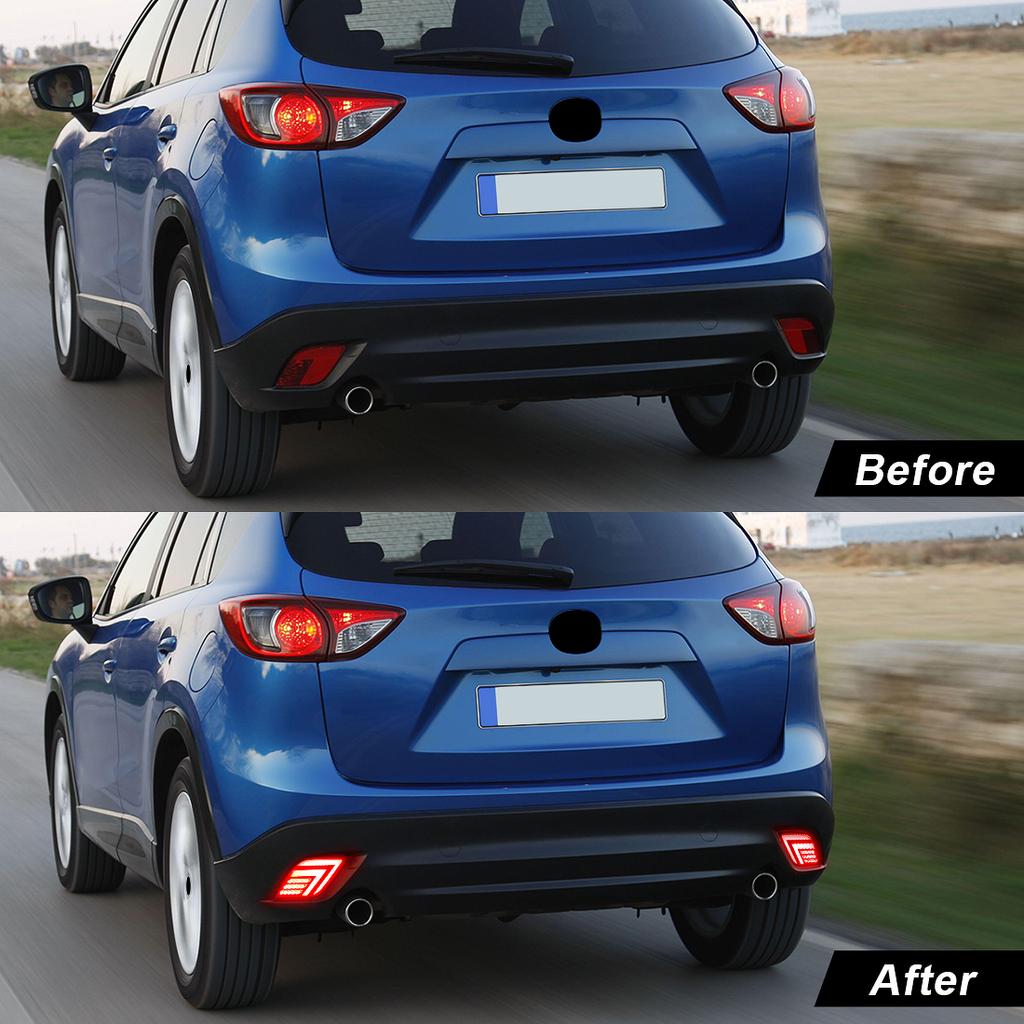 LED Rear Bumper Reflector Lights For Mazda CX5 CX-5 2013 2014 2015 2016 Driving Auto Brake Warning Dynamic Turn Signal Lamps 12V