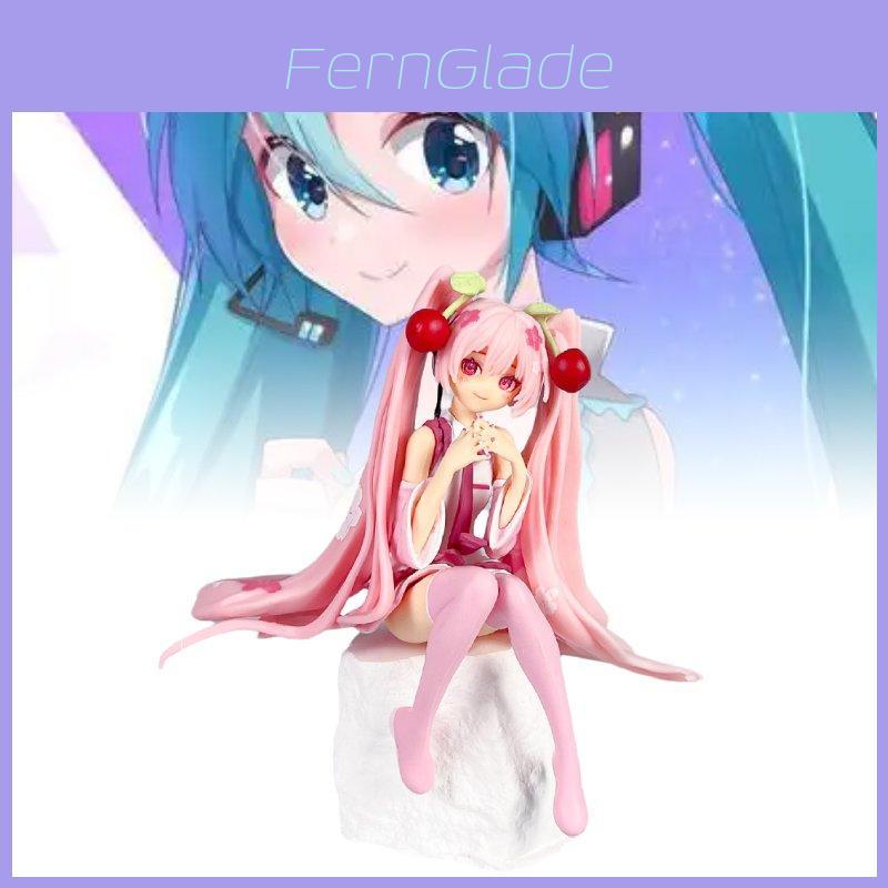 Adorable Vocaloid Miku Hatsune Sitting Pose Cherry Blossom Pvc Figure Model For Collectors