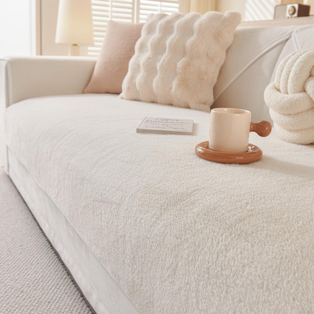 Winter Lightweight Luxury Cat Like Sofa Cushion Nordic Style High-end Anti Slip Plush Cushion Sofa Cover Solid Cushion Cover