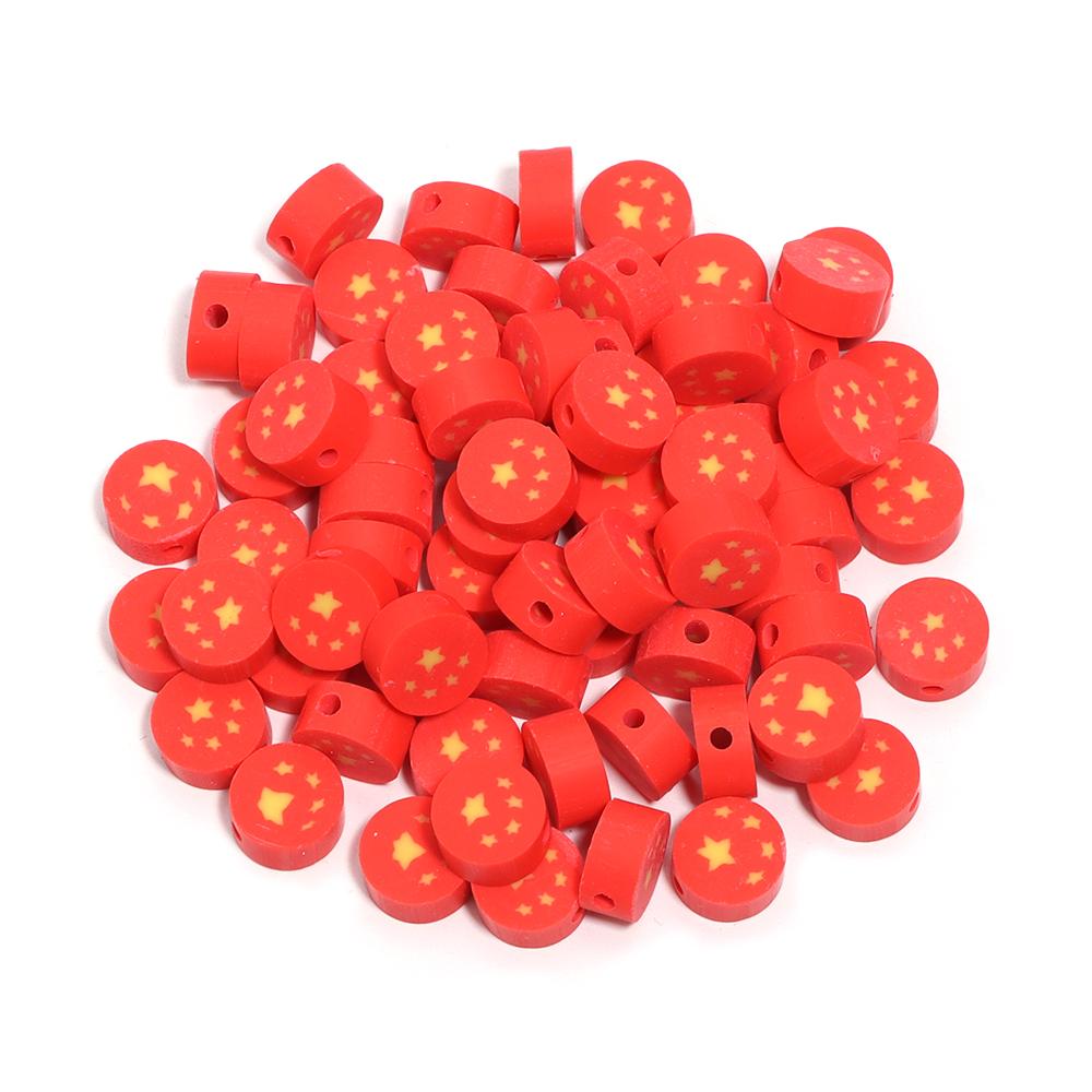 50 Stück 9 mm Polymer Clay Flache Runde Perlen Nationalflagge Lose Abstandshalter Perlen Für DIY Handgemachte Armbänder Ohrringe Herstellung Zubehör