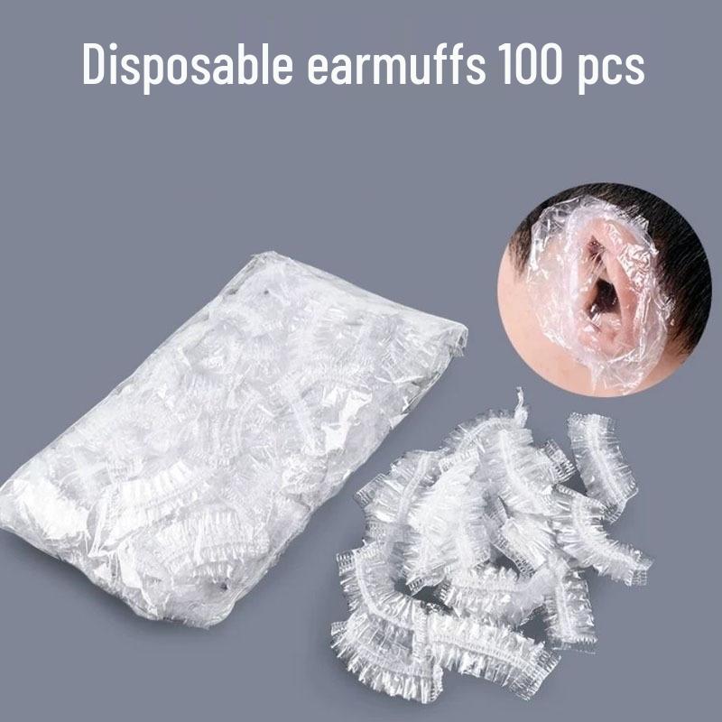 100 Disposable Waterproof Ear Covers for Piercing, Bathing, Shampooing, and Hair Dyeing