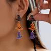 Crystal Halloween Earrings Rhinestone Witch Hat Dangle Earrings Long Tassel Drop Earrings  Party