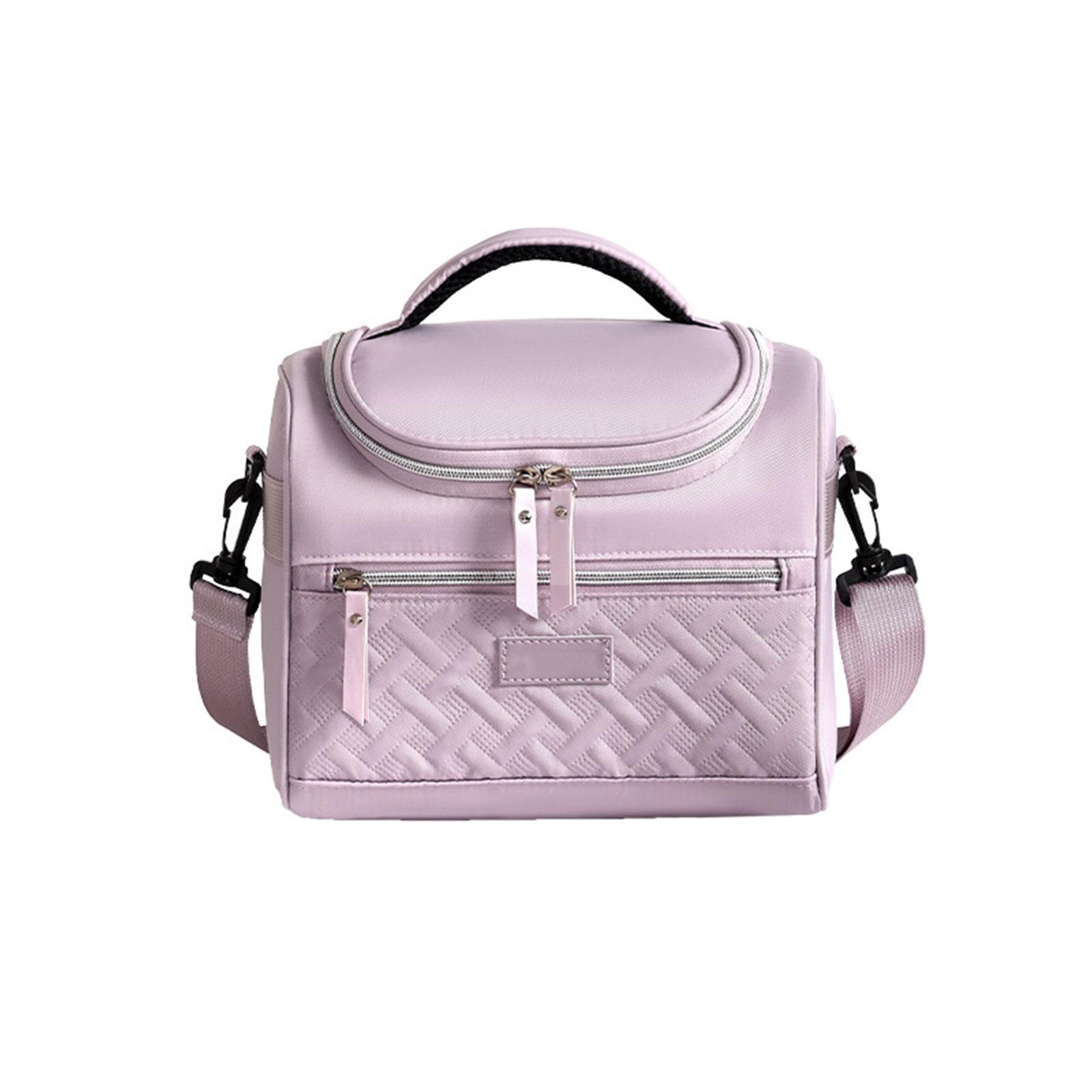 

Портативная термосумка для ланча для путешествий Просторный контейнер для хранения еды и напитков Сумка для бенто с плечевым ремнем фиолетовый