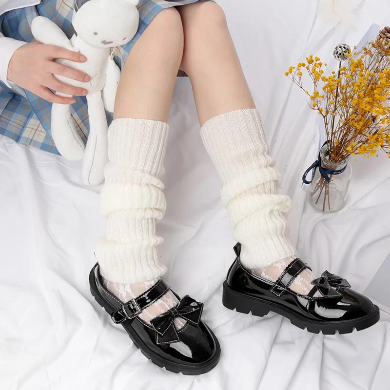 Lolita Long Socks Women Boot Cuffs Harajuku Leg Warmers Knitted Warm Foot Cover Arm Warmer Ladies Autumn Winter Crochet Socks