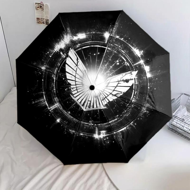 Shiny Wings  pattern, automatic folding umbrella, portable and foldable design, 8 ribs, a Christmas or birthday gift.