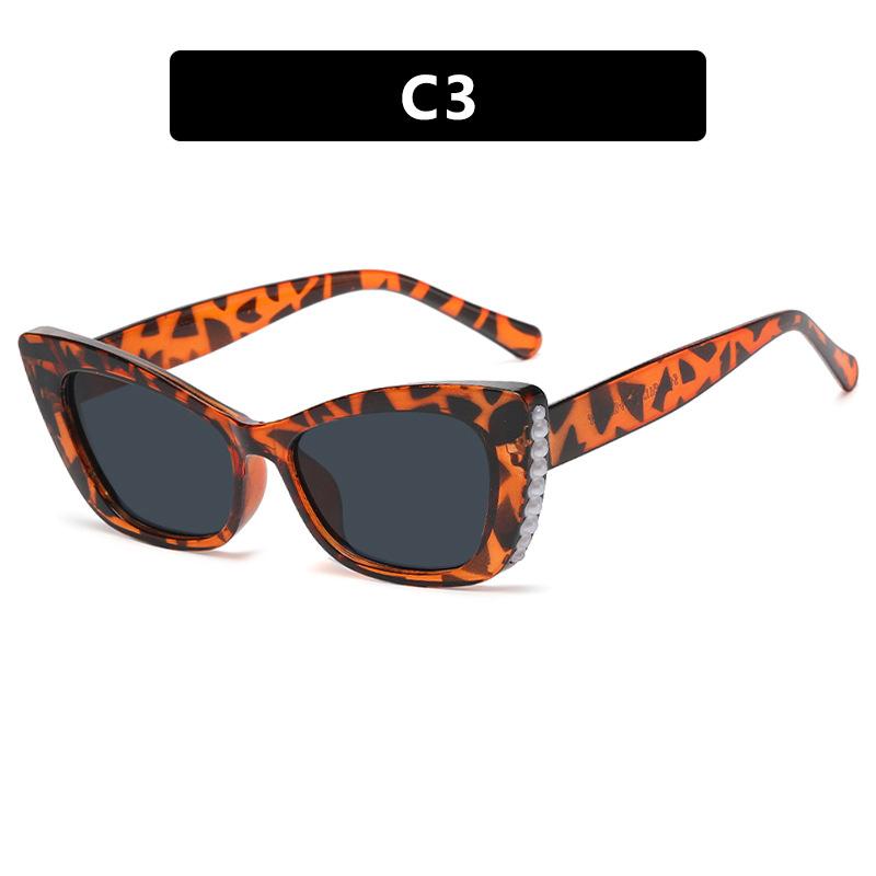 Multi-Color Options Cat Eye Pearl Decor Sunglasses with UV400 Protection for Outdoor Activities Travel Use
