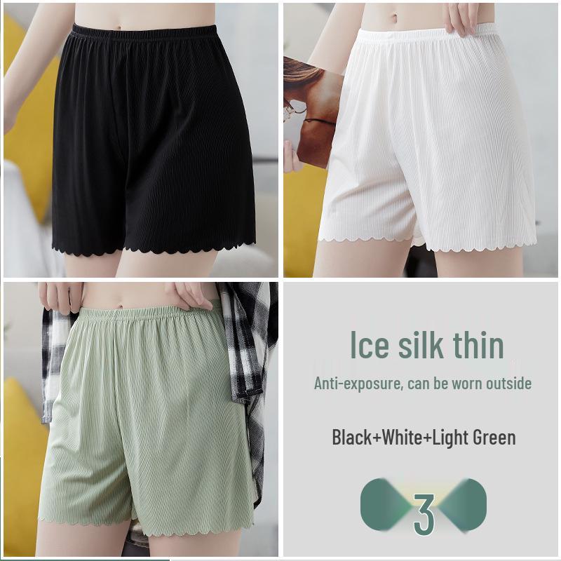 Women's Summer Ice Silk Anti-Exposure Loose Shorts with All-Cotton Crotch