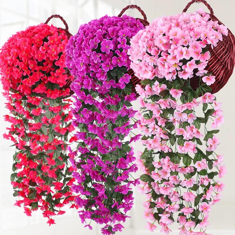 Hanging Artificial Silk Morning Glory Imitation Flower Vine Wedding Garden Decor Fake Plant Vibrantly Color Flower Wall Decor