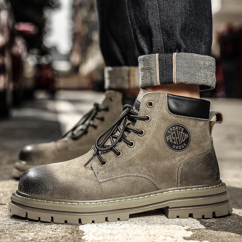 

New thick-soled heightening fashionable Martin boots 2025 autumn trend breathable mid-help casual short boots versatile tooling boots 44