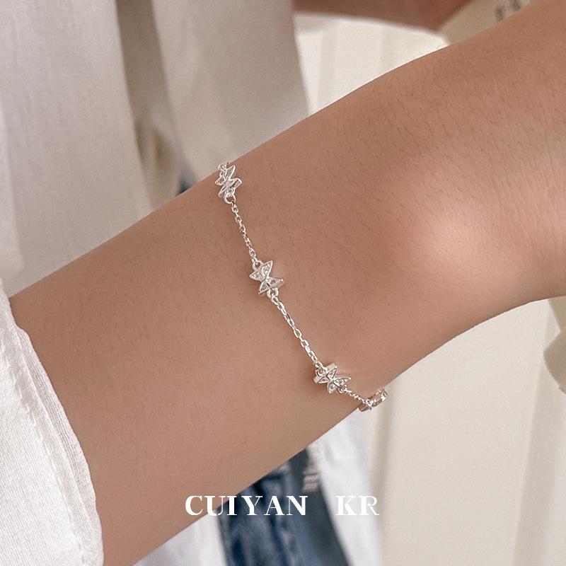 Cuiyan S925 Silver Korean Butterfly Bracelet - New Sweet & Fresh Jewelry for Women & Best Friends (2025)