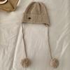 Windproof Y2k Knitted Cap Thick Beanie Hats Japanese Pom-pom Knit Cap  Outdoor
