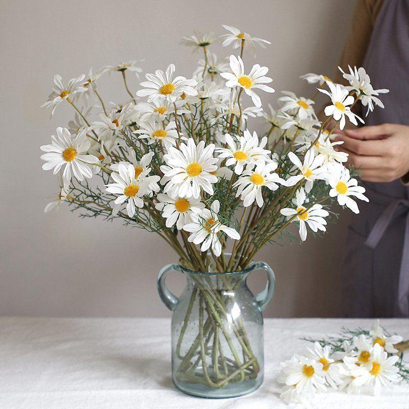 Chamomile Simulation Flower Daisy Decor Dining Table  Living Room Artificial Flower Arrangement Wild Chrysanthemum Silk Flower