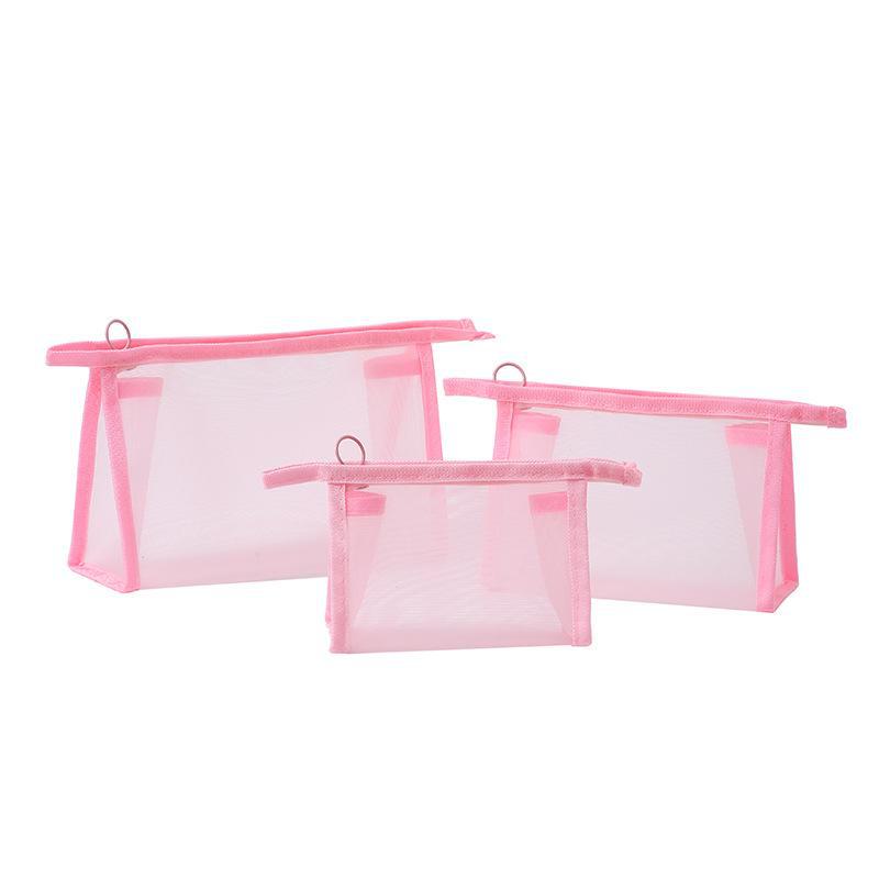 Custom Logo Portable Nylon Mesh Makeup Bag - Small Transparent Cosmetic and Lipstick Storage