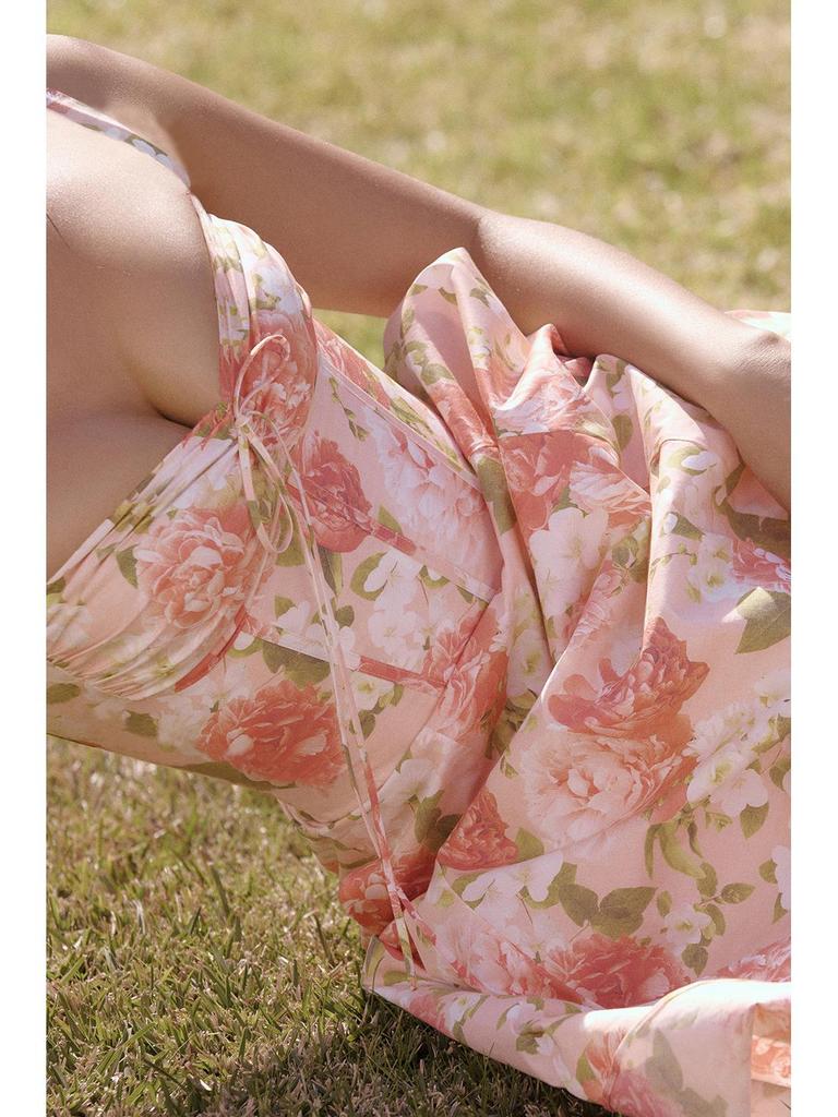 European & American Floral French Style Summer Camisole Dress – Gentle, Slimming Long Floral Dress