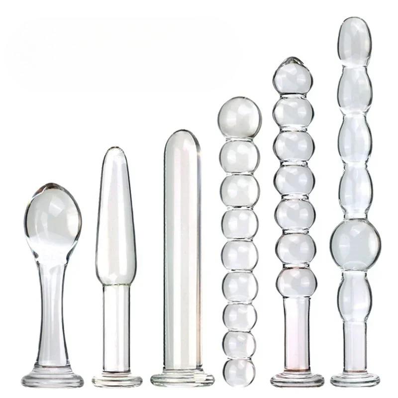 Glass anal plug, six kinds of beads, dual-purpose small dildo, anal plug, expansion after masturbation, adult sex toy