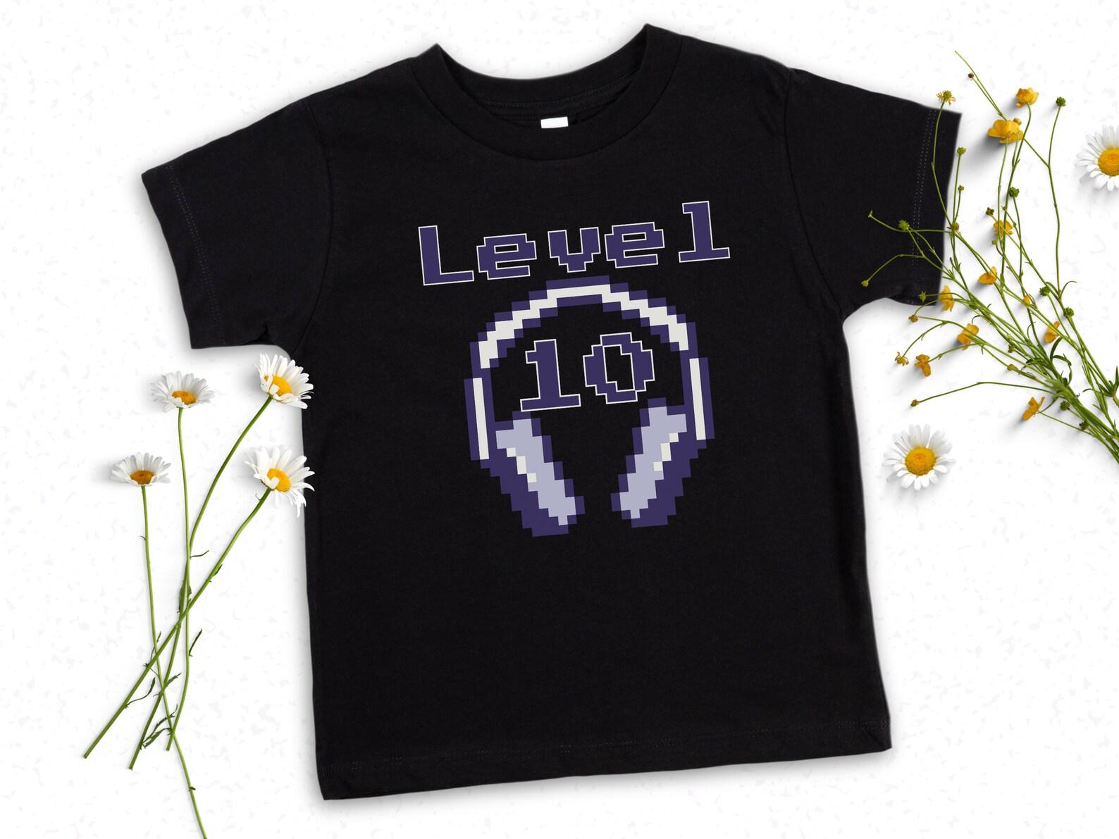 10th Birthday Shirt for Gamer, Cute Boys Tenth Bday Party Tshirt, 10 Year Old Video Game Player Graphic Tee, Level Ten Funny Kids T-Shirt 150