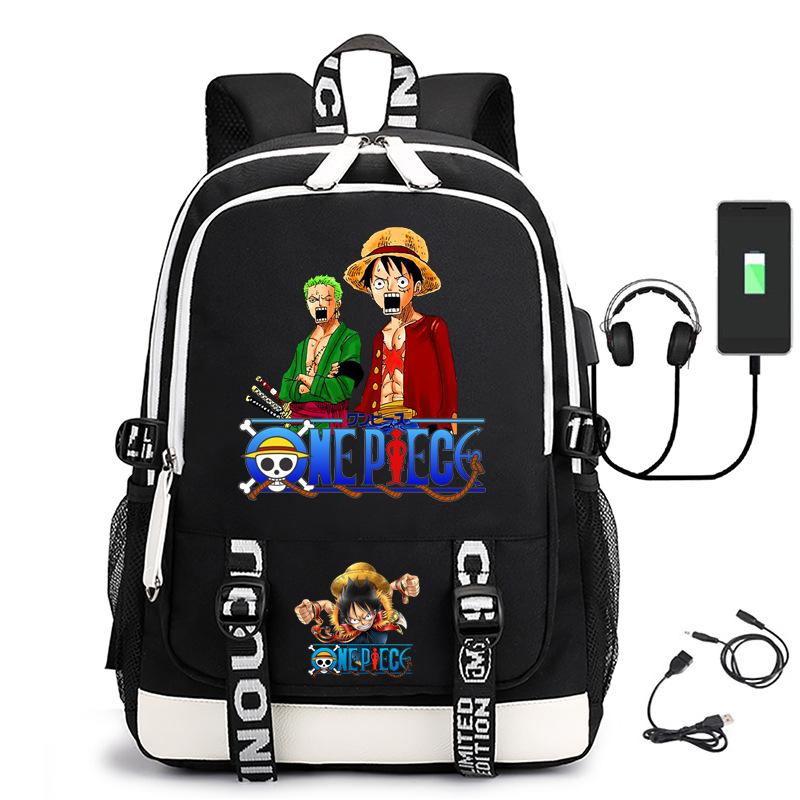 Hot-selling ONE PIECE Luffy backpack usb charging large capacity bag