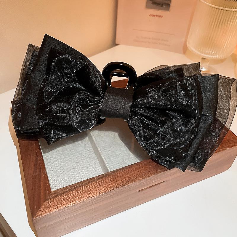 Big Large Satin Bow Ribbon Hair Clip Fashion Elegant Temperament Women Girls Ponytail Clip Ribbon Hair Clips Wedding Hair Accessories Gifts