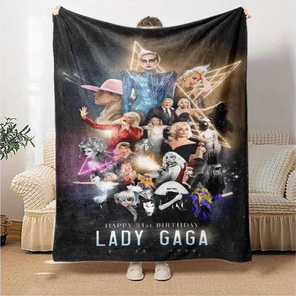 Gaga Poster Print Flannel Blanket High Quality Warm Comfortable Cover for All Seasons Perfect for Gifts Home Decor