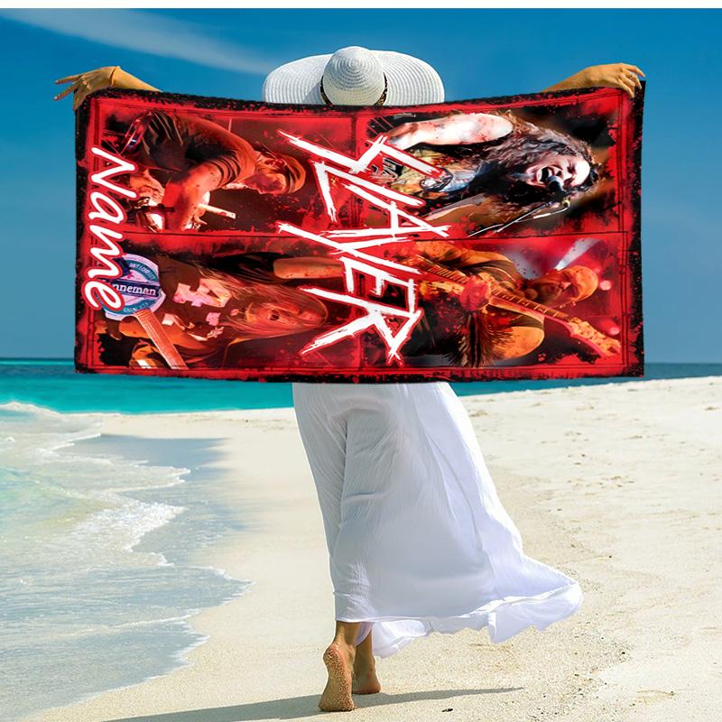 Personalized customized proof beach towel with Slayer band pattern - soft, absorbent,quick-drying,perfect swimming,camping&bathing