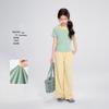 Girls' Faux Two-Piece Short Sleeve T-Shirt & Wide-Leg Pants Set