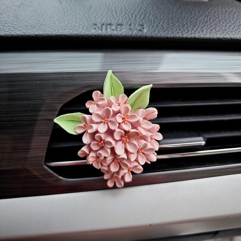 Air Outlet Flower Aromatherapy Car Decoration Gardenia Tulip Rose Peach Blossom Car Perfume Fragrant Stone Pendant